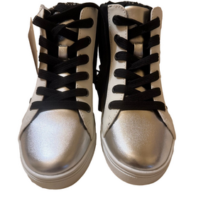 Kids' Silver and Black High-Top Sneakers